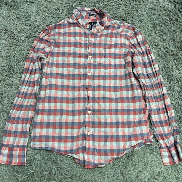 American Eagle Plaid Button Front Shirt Size Medium - Picture 1 of 7